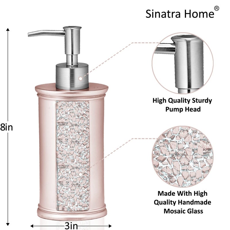 Popular Bath Sinatra Blush Soap Dispenser/Lotion Pump Classic Luxury Lotion Pump Contemporary Decor Blush color for bathroom with this Unique Design Stylish Decor Bling Mosaic - Image 4